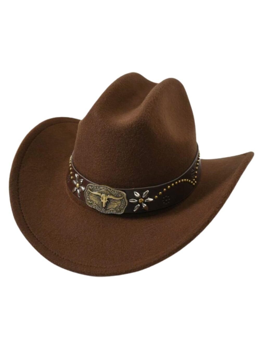 3353 Vintage Jazz Hat Boho Western Wide Brim Summer Cowboy Hat Brown